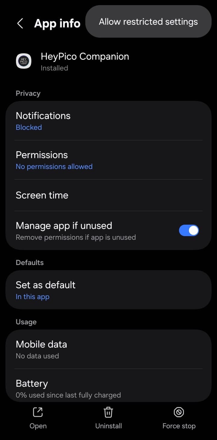 Allow Restricted Settings
